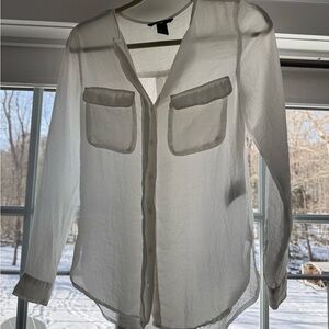 H&M White Casual Button-Down Shirt